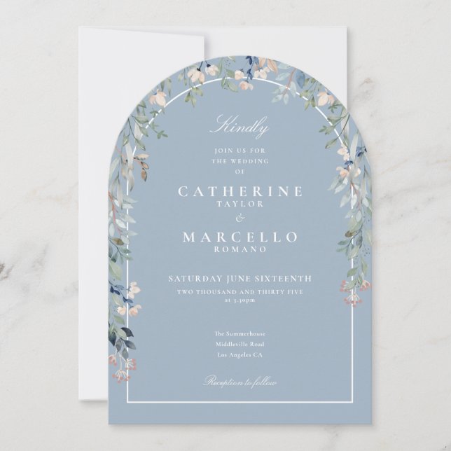 Invitation Mariage d'arche fleurie Fleur sauvage Dusty (Devant)