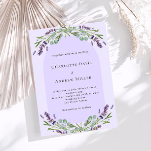 Invitation Mariage d'arche fleurie violette de lavande