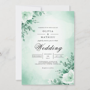 Invitation Mariage d'arche florale à menthe molle