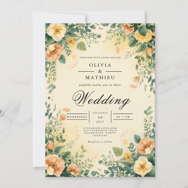 Invitation Mariage d'arche florale Ethereal (Devant)