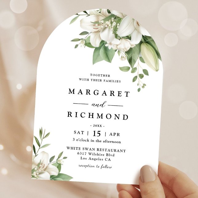 Invitation Mariage d'arche florale Lily blanche (Créateur téléchargé)