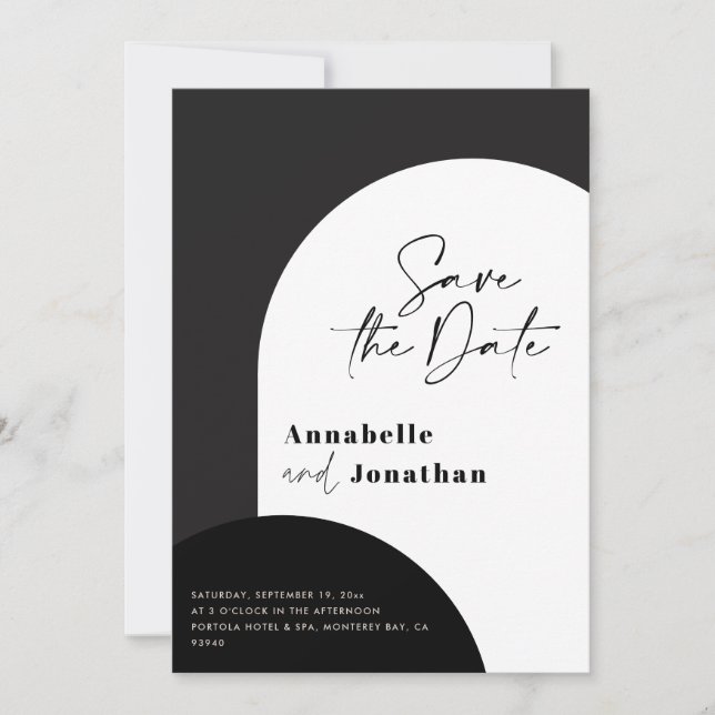 Invitation mariage d'arche noir et blanc (Devant)