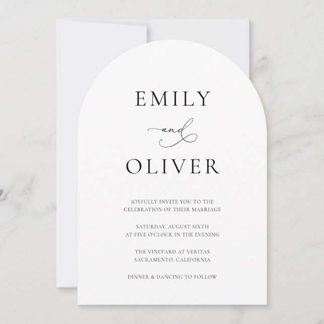 Invitation Mariage d'arche noir et blanc simple (Devant)