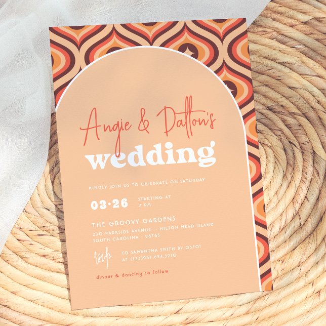 Invitation Mariage d'arche orange moderne (Créateur téléchargé)