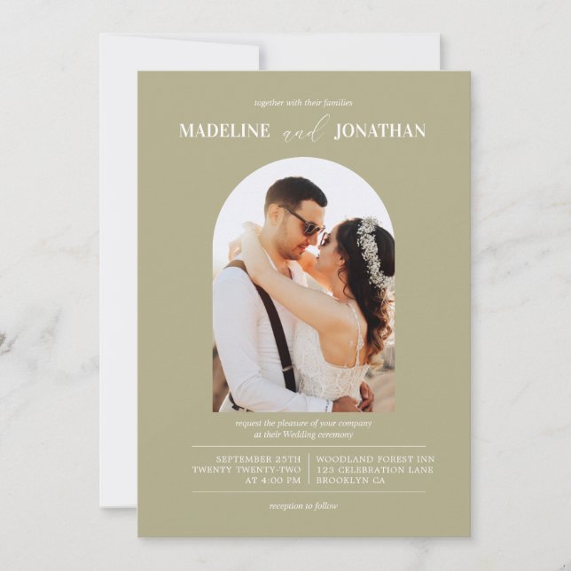 Invitation Mariage d'arche photo minimaliste moderne (Devant)