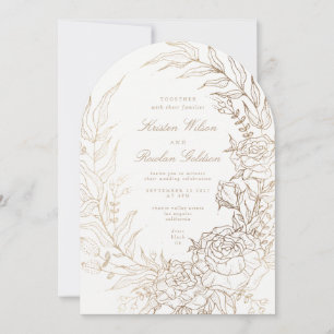 Invitation Mariage d'arche romantique en or Flower
