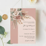 Invitation Mariage d'arche rose de la pampa sauge beige<br><div class="desc">Donnez le ton pour votre journée spéciale avec cette élégante invitation de mariage. Doté d'un arrière - plan de couleur rose antique, d'un cadre en arc de cercle doux et beige, de couleur pêche, il est joliment décoré de roses terreux et muets, de verdure d'eucalyptus et d'herbe à la pampa,...</div>