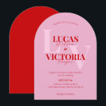 Invitation Mariage d'arche rouge brillant rose et gras<br><div class="desc">Faites une déclaration avec notre design faire-part de mariage rose et moderne. Avec ses couleurs vives et sa typographie contemporaine, cette invitation est parfaite pour les couples qui veulent mettre en valeur leur style unique. Si vous souhaitez modifier le texte, sélectionnez "Détails". Pour ajuster la position, la police ou la...</div>