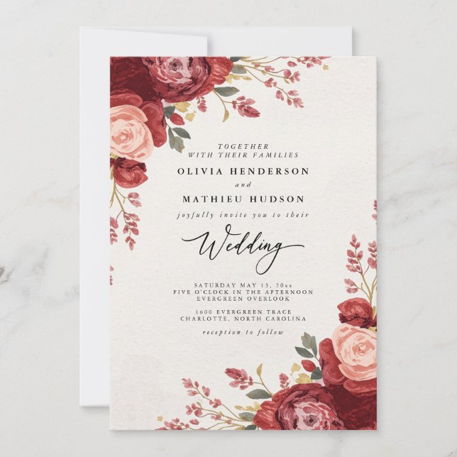 Invitation Mariage d'archivage Velvet Bloom (Devant)