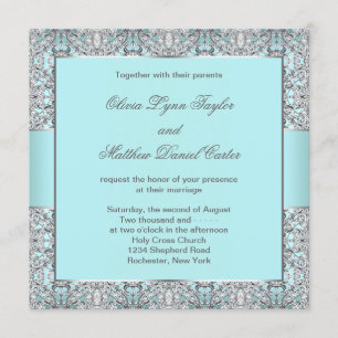 Invitation Mariage d'argent bleu Turquoise
