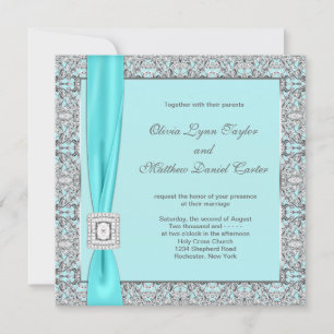 Invitation Mariage d'argent bleu Turquoise