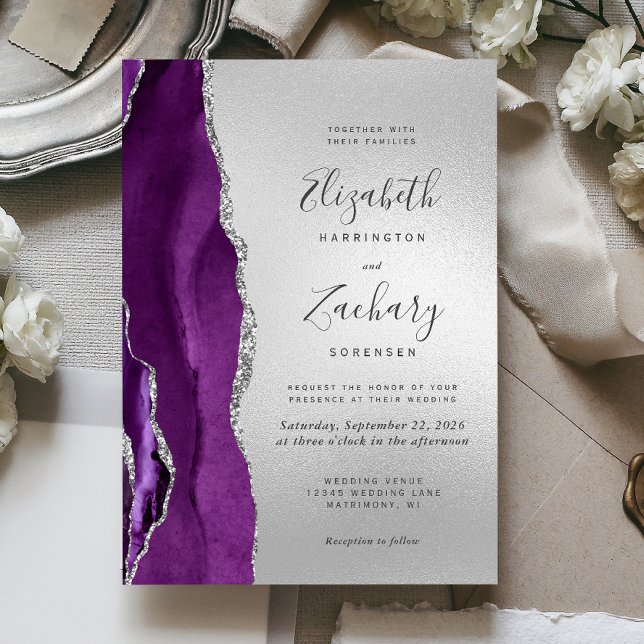 Invitation Mariage d'argent moderne violet Agate (Créateur téléchargé)