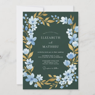 Invitation Mariage Dark Spruce Gold Petal