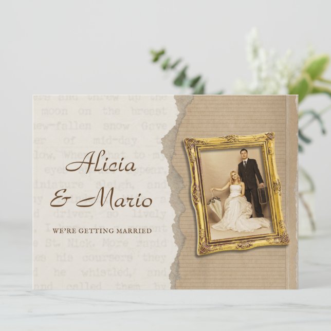 Invitation mariage d'art classique vintage (Debout devant)