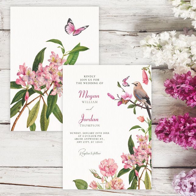 Invitation mariage d'art d'oiseau floral (Créateur téléchargé)