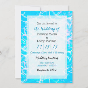 Invitation Mariage d'art fluvial bleu et rose