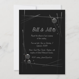 Invitation Mariage d'art moderne en métal noir Abstrait