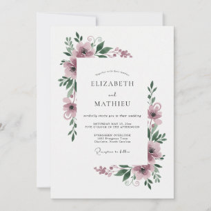 Invitation Mariage d'art raffiné mauve délicat