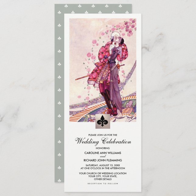 Invitation Mariage d'art Vintage romantique (Devant / Derrière)