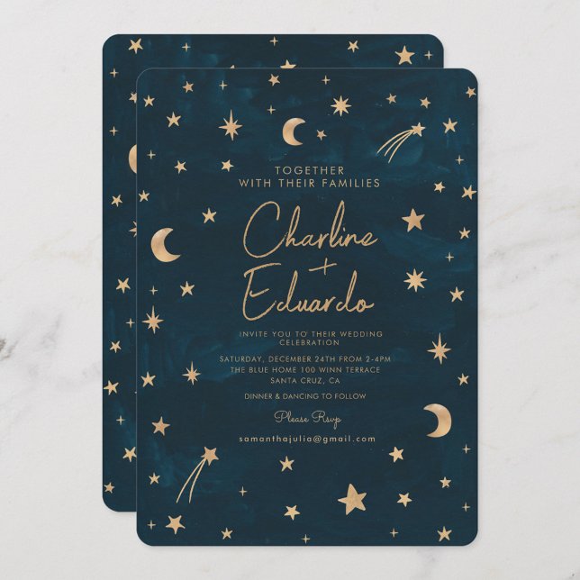 Invitation Mariage d'astronomie de la Lune des étoiles célest (Créateur téléchargé)