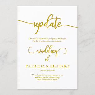 Invitation Mariage Date report mise à jour Elegant Gold