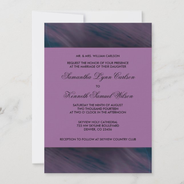 Invitation Mariage d'aubergine pourpre (Devant)