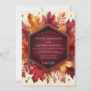 Invitation Mariage d'automne à feuille de Bourgogne