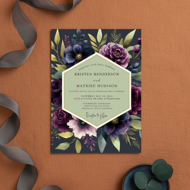 Invitation Mariage d'automne à la floraison de prune profonde (Créateur téléchargé)