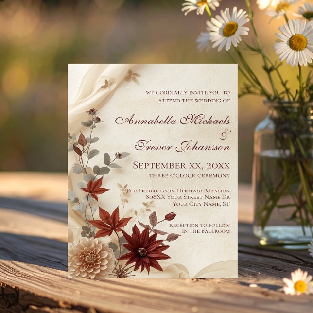 Invitation Mariage d'automne à la floraison et au feuillage & (Créateur téléchargé)