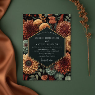Invitation Mariage d'automne à la florale Sienne profonde