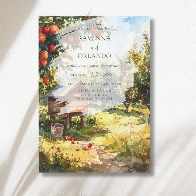 Invitation Mariage d'automne à l'aquarelle dans un verger de  (Créateur téléchargé)