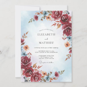 Invitation Mariage d'automne à l'aquarelle de Bourgogne