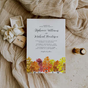 Invitation Mariage d'automne aquarelle bois