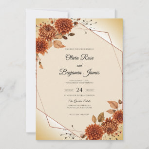 Invitation Mariage d'automne au Dahlia de cuivre
