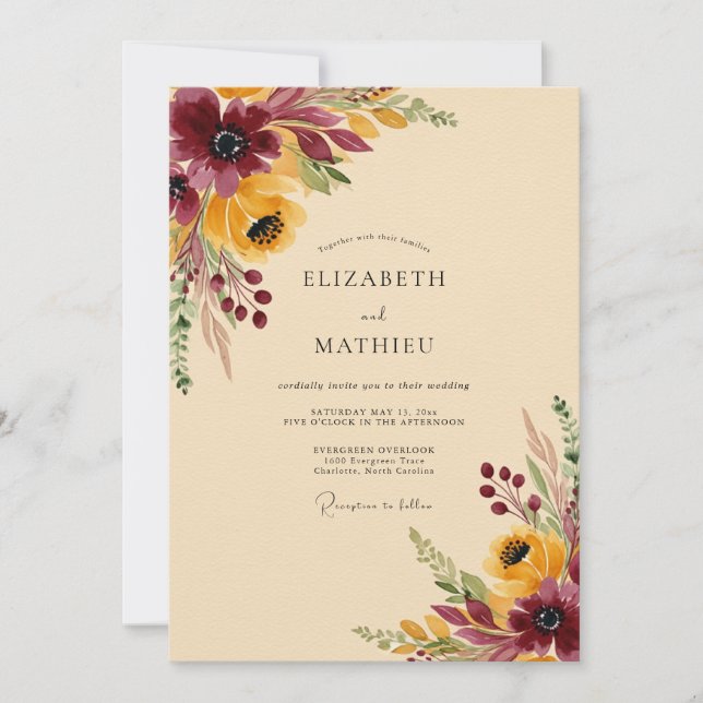 Invitation Mariage d'automne au safran de Bourgogne (Devant)