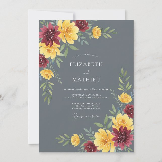 Invitation Mariage d'automne audacieux gris charbon (Devant)