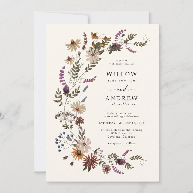 Invitation Mariage d'automne aux fleurs sauvages (Devant)