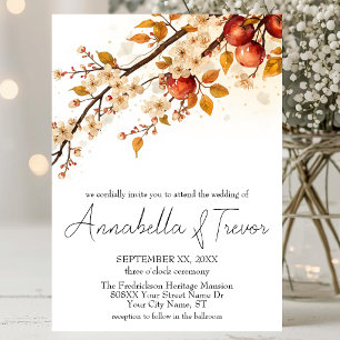 Invitation Mariage d'Automne aux Pommes et Fleurs