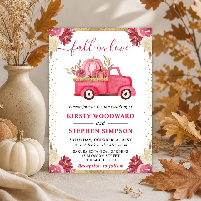 Invitation Mariage d'automne avec camion de citrouilles flora (Créateur téléchargé)