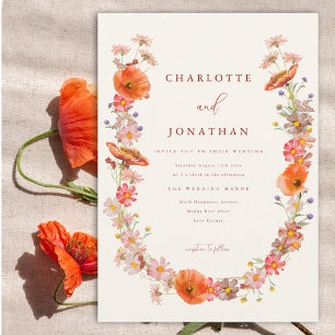 Invitation Mariage d'automne bohème aux fleurs sauvages