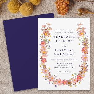 Invitation Mariage d'automne bohème aux fleurs sauvages