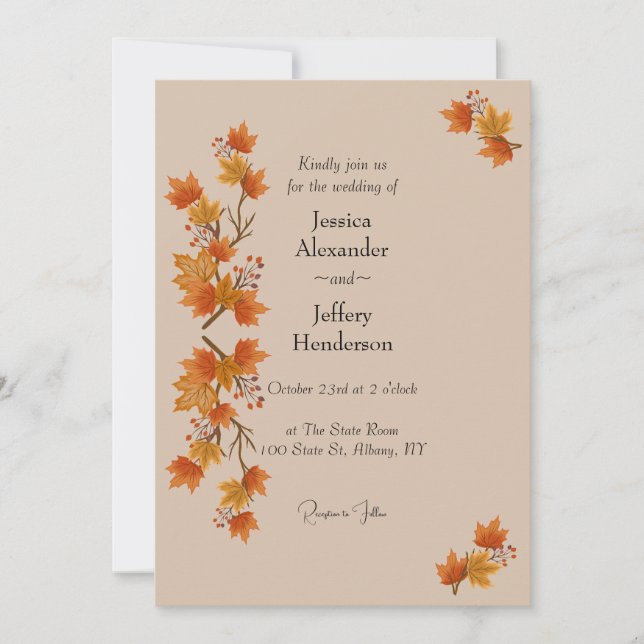Invitation Mariage d'automne Boho (Devant)