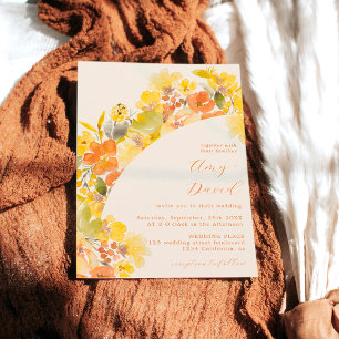 Invitation Mariage d'automne boho jaune fleurs