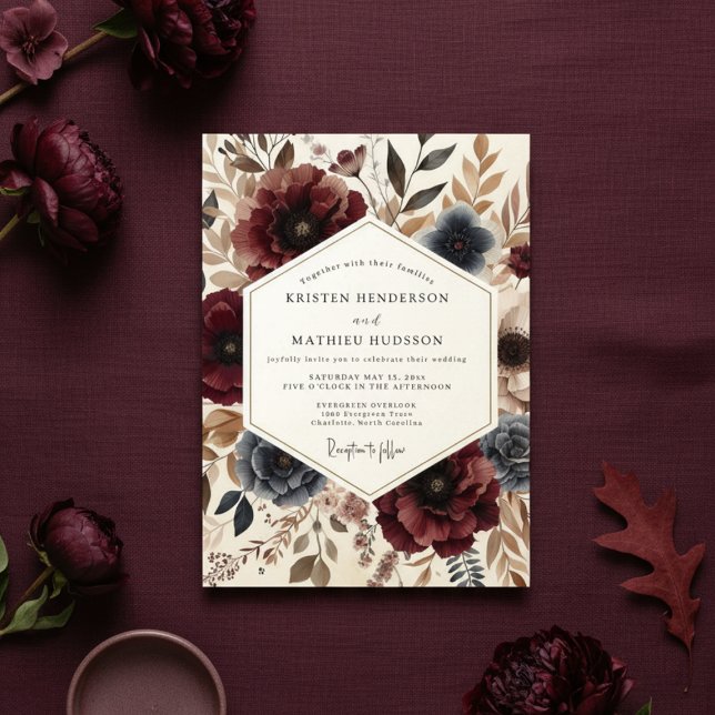 Invitation Mariage d'automne botanique de Bourgogne (Créateur téléchargé)