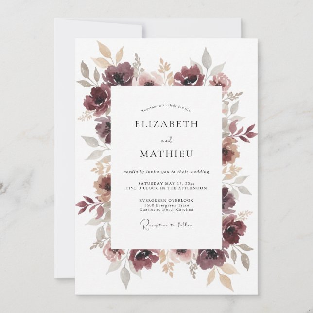 Invitation Mariage d'automne bourguignon mélancolique (Devant)