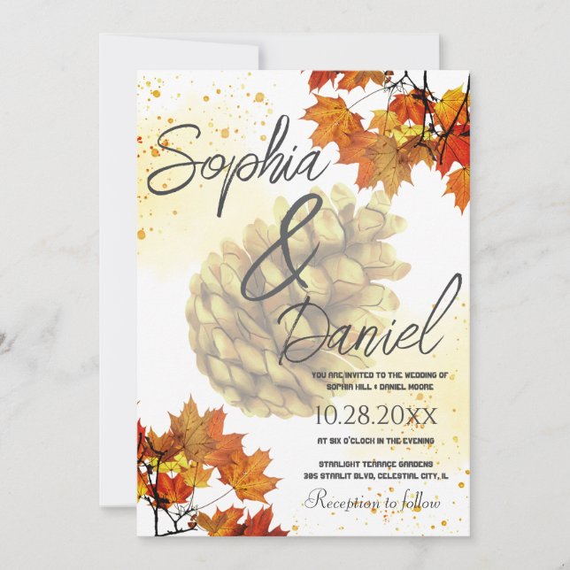 Invitation mariage d'automne Brown (Devant)