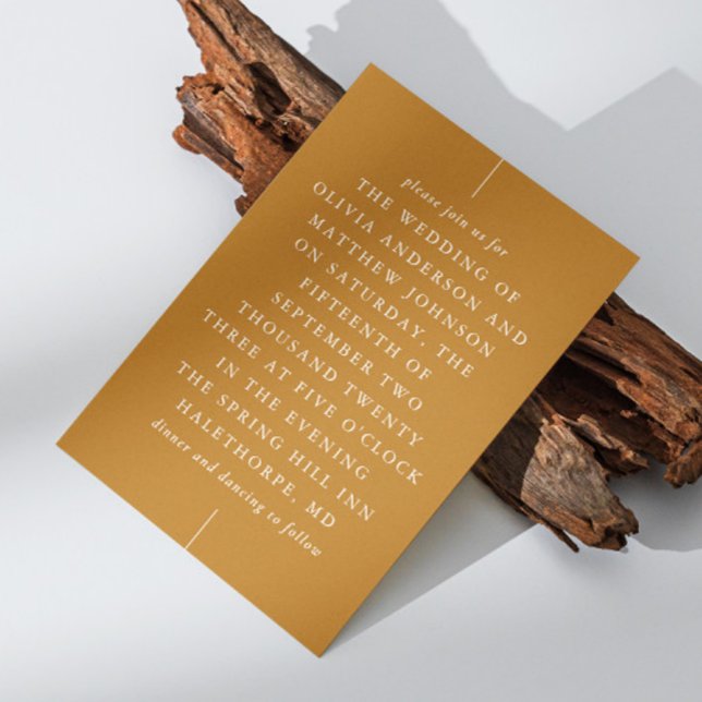 Invitation Mariage d'automne Brun Moutarde | Typographie Mode (Créateur téléchargé)