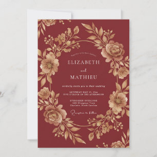 Invitation Mariage d'automne Burgundy brillant