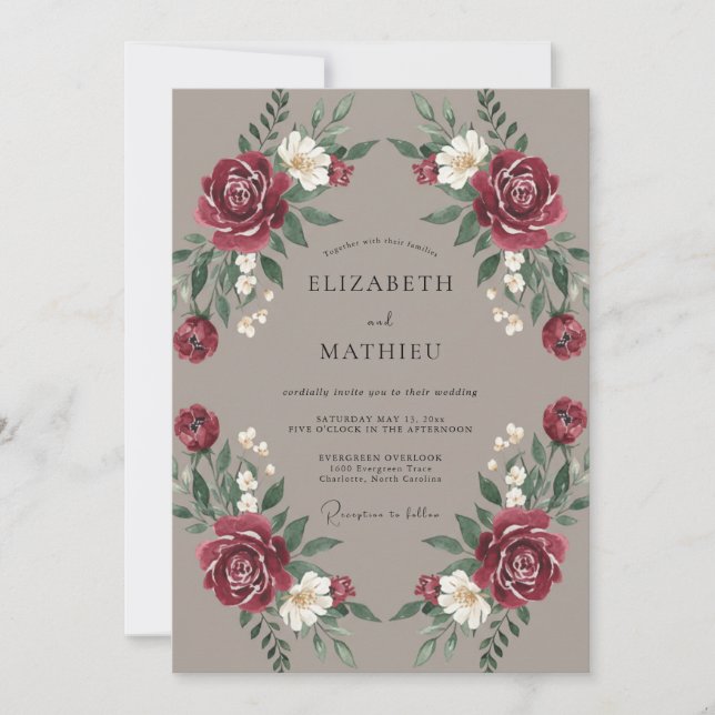 Invitation Mariage d'automne Burgundy Poli (Devant)