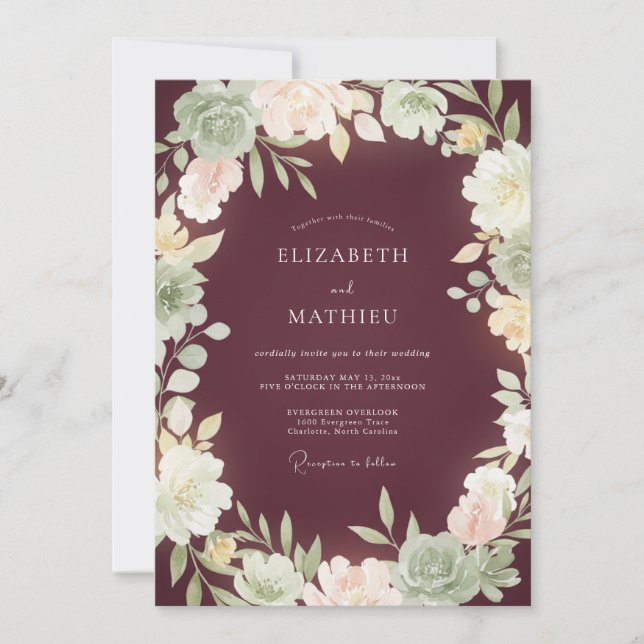 Invitation Mariage d'automne captivant en Bourgogne (Devant)